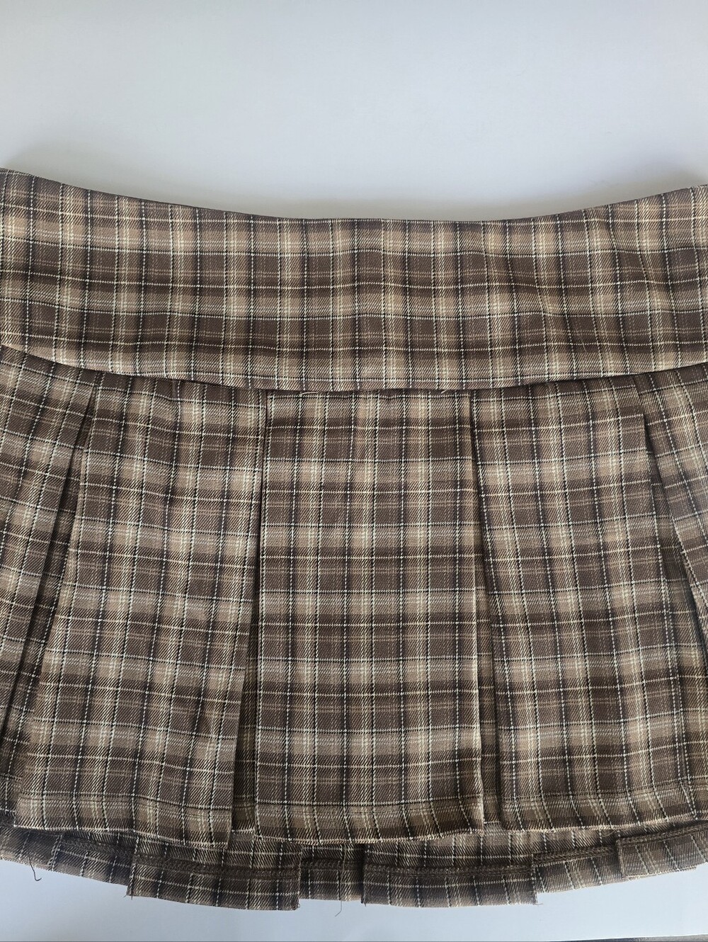 Plaid Mini Skirt in Brown